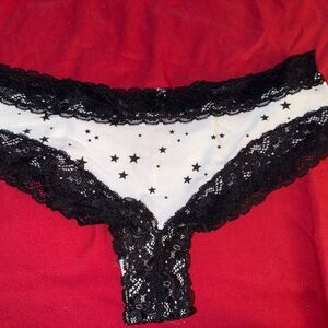 Victoria's Secret Black Lace and White Star Panties